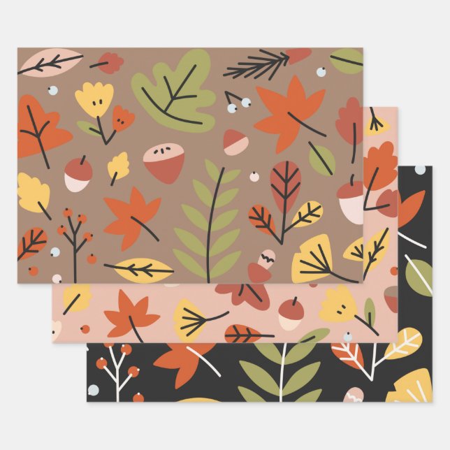 Erntedank Ernte Graphic Herbst Blätter 3-teilig (Set)