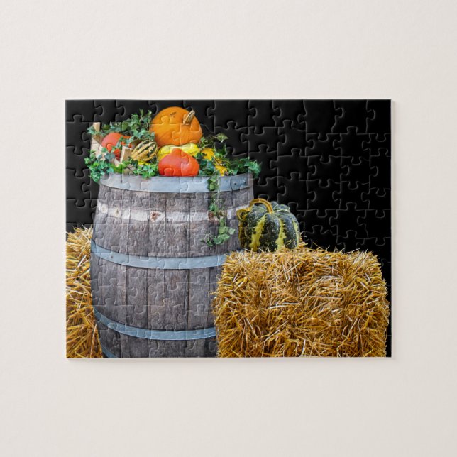 Erntedank Ernte Szene mit Barrel und Produktion Puzzle (Horizontal)