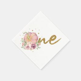 Erntedank Erste Geburtstagskürbis Pink Gold Serviette