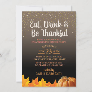 Erntedank essen Drink & Be Thankful Dinner Party Einladung
