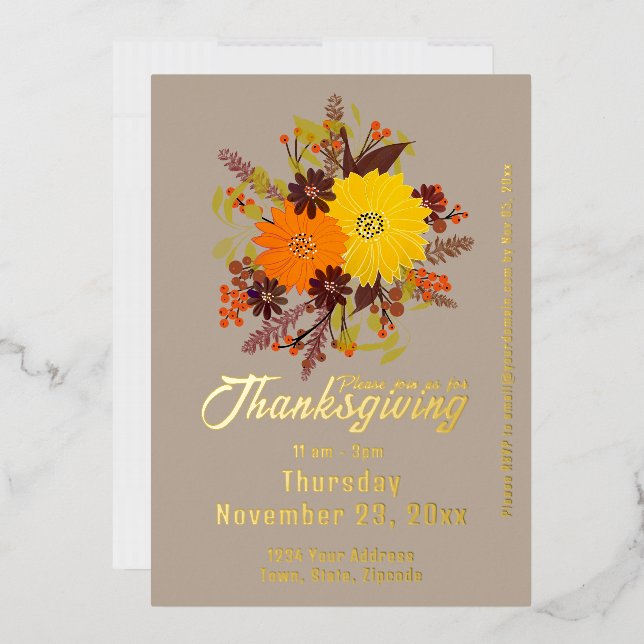 Erntedank Fall Floral Botanisch Folieneinladung (Briefumschlag)