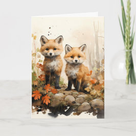 Erntedank Fall Fox Illustration Karte