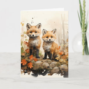 Erntedank Fall Fox Illustration Karte