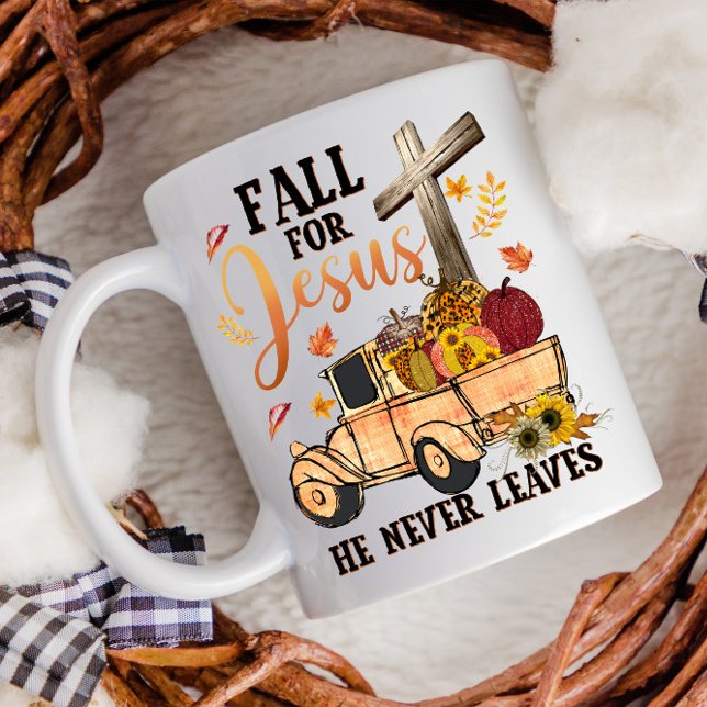Erntedank Fall für Jesus Truck Cross Kaffeetasse (Von Creator hochgeladen)