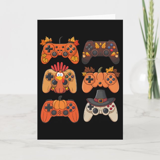 Erntedank Fall Gaming Controller Türkei Funny Karte (Vorderseite)