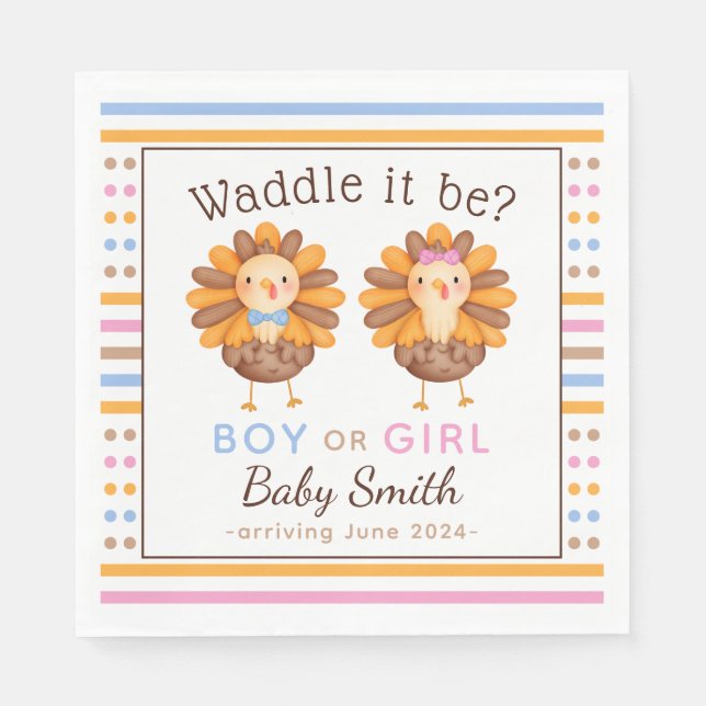 Erntedank Fall Gender-Offenlegung Türkei Serviette (Vorderseite)