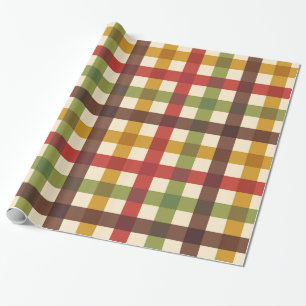 Erntedank Fall Gingham Kariert Tartan Geschenkpapier