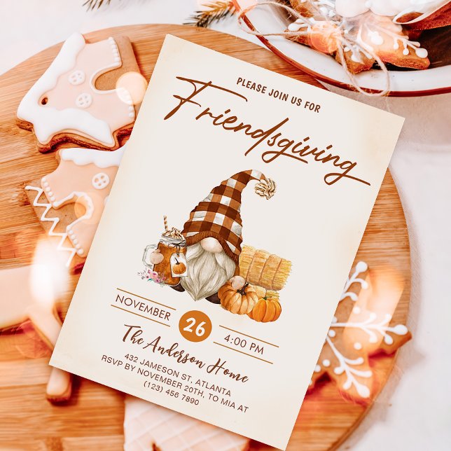 Erntedank Fall Pumpkin Gnomes Friendsgiving Einladung (Von Creator hochgeladen)