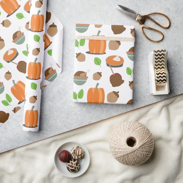 Erntedank Fall Pumpkins Food Geschenkpapier (Kunsthandwerk)