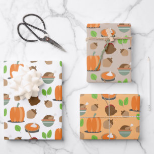 Erntedank Fall Pumpkins Food Geschenkpapier Set