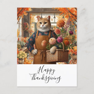 Erntedank-Fall-Thema für Cat Lovers Feiertagspostkarte