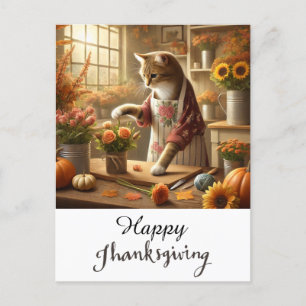Erntedank-Fall-Thema für Cat Lovers Feiertagspostkarte