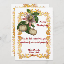 Erntedank Fall White Pumpkins Gold Frame Card