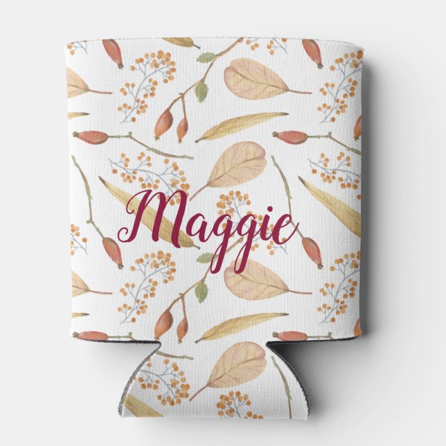 Erntedank Fall Woodland Muster Dosenkühler (Rückseite)