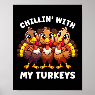 Erntedank Familie Chili mit meinen Truthühnern lus Poster