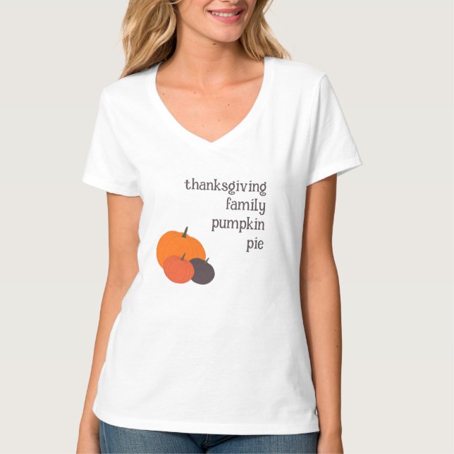 Erntedank Familie Orange Pumpkins T-Shirt (Vorderseite)