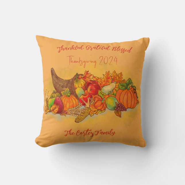 Erntedank Familie Personalisiert - individuell ein Kissen (Vorderseite)