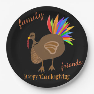 Erntedank Family Friends Turkey Feathers Pappteller