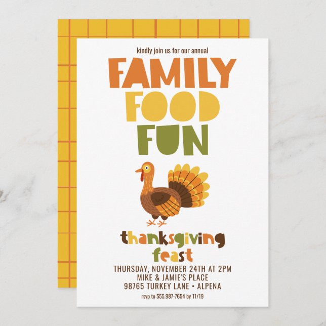 Erntedank Fest der Familie Ernährung Türkei Einladung (Vorne/Hinten)