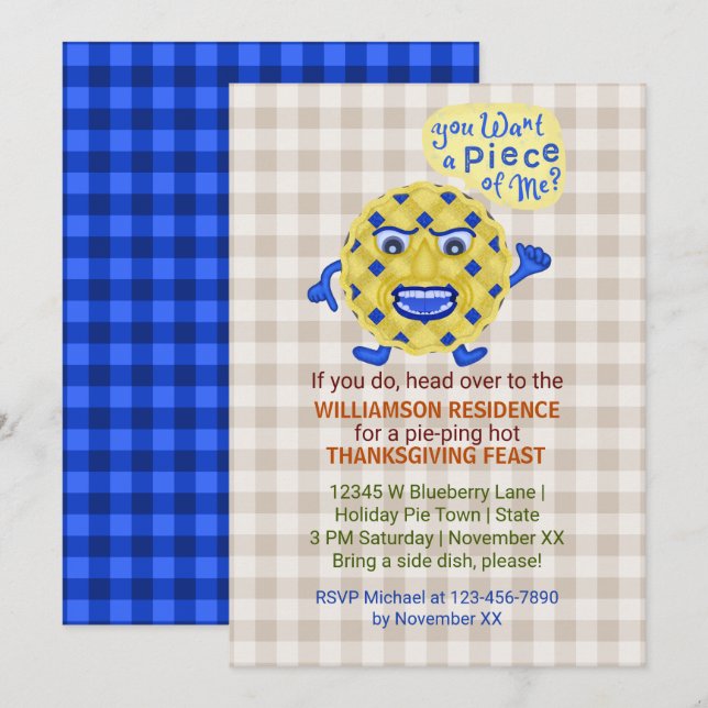 Erntedank Fest Herbst Party Funny Pie Pun Einladung (Vorne/Hinten)