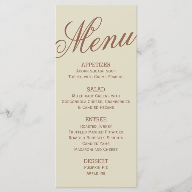 Erntedank Fest Menükarte (Vorderseite)