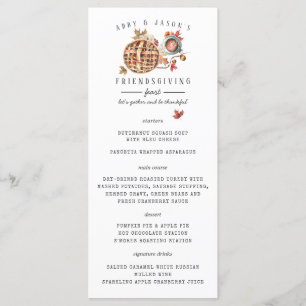 Erntedank Fest Wasserfarbenmenü Menükarte