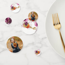 Erntedank First Birthday Burgundy Foto Konfetti