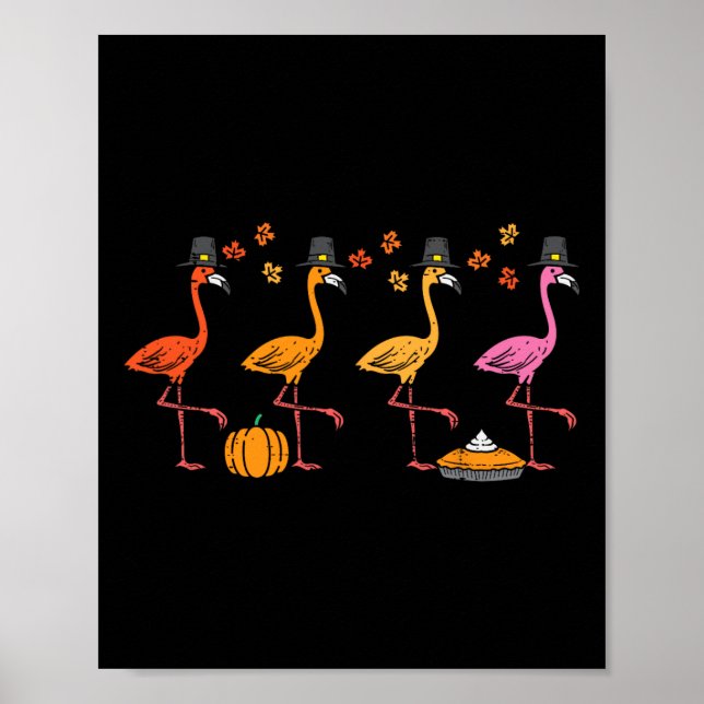 Erntedank Flamingos Funny Herbst Herbstvogel Männe Poster (Vorne)