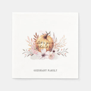 Erntedank Floral Watercolor Pumpkin Rustikal Serviette