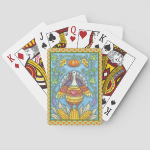 ERNTEDANK FOLART TURKEY & CORN PLAYING CARDS SPIELKARTEN
