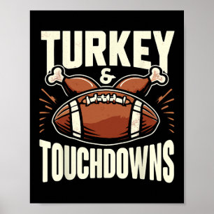 Erntedank Football Turkey und Touchdowns Football Poster