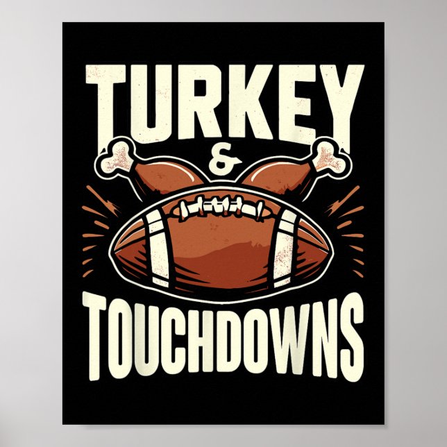 Erntedank Football Turkey und Touchdowns Football Poster (Vorne)