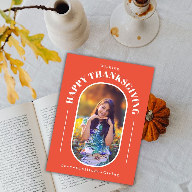 Erntedank Foto Modernes Orange Feiertagskarte (Von Creator hochgeladen)