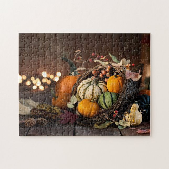 Erntedank Fotografie Cornucopia und Pumpkin Ph Puzzle (Horizontal)