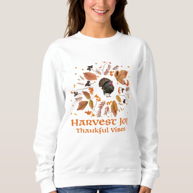 Erntedank Freude Dankbare Vibes – Gemütlicher Herb Sweatshirt (Vorderseite)