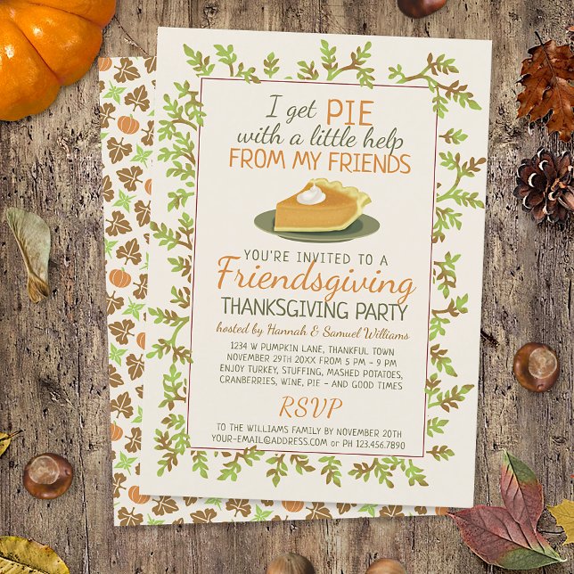 Erntedank Friendsgiving Party Pumpkin Pie Funny Einladung (Von Creator hochgeladen)