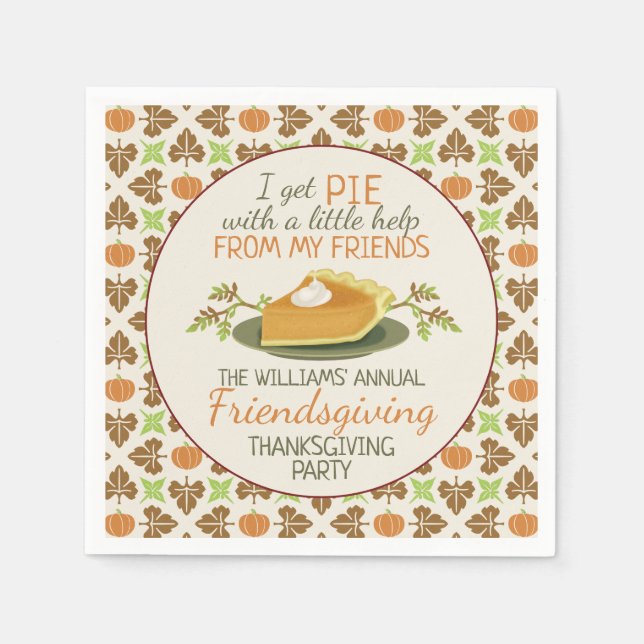 Erntedank Friendsgiving Party Pumpkin Pie Funny Serviette (Vorderseite)