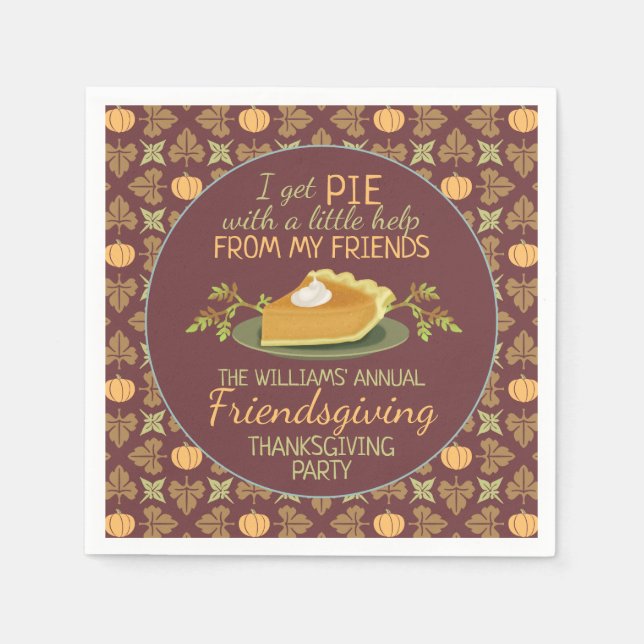 Erntedank Friendsgiving Party Pumpkin Pie Spaß Serviette (Vorderseite)