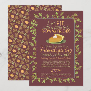 Erntedank Friendsgiving Partys Pumpkin Pie Spaß Einladung