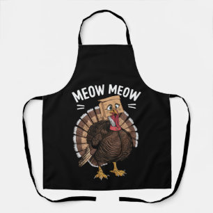 Erntedank Funny Turkey Chat Meow Fall Schürze