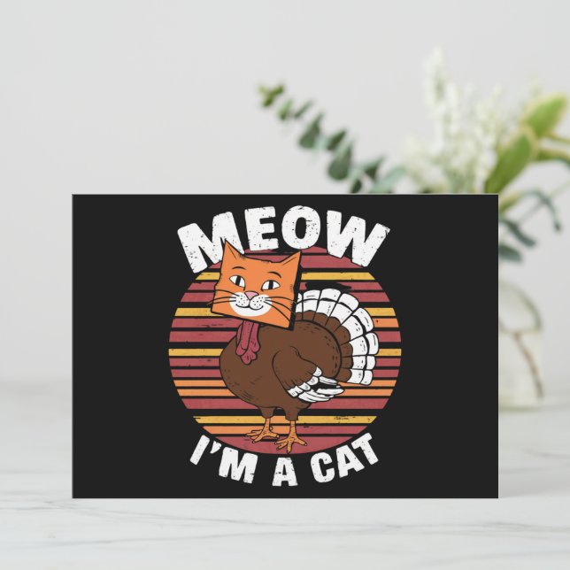 Erntedank Funny Turkey Fake Katzenreklame Feiertagskarte (Stehend Vorderseite)