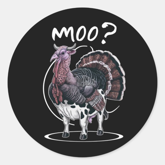 Erntedank Funny Turkey Kuh MoFall Runder Aufkleber (Vorderseite)