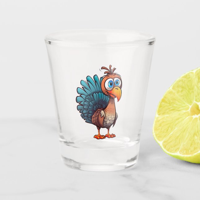Erntedank Funny Turkey Shot Glass Schnapsglas (Vorderseite)