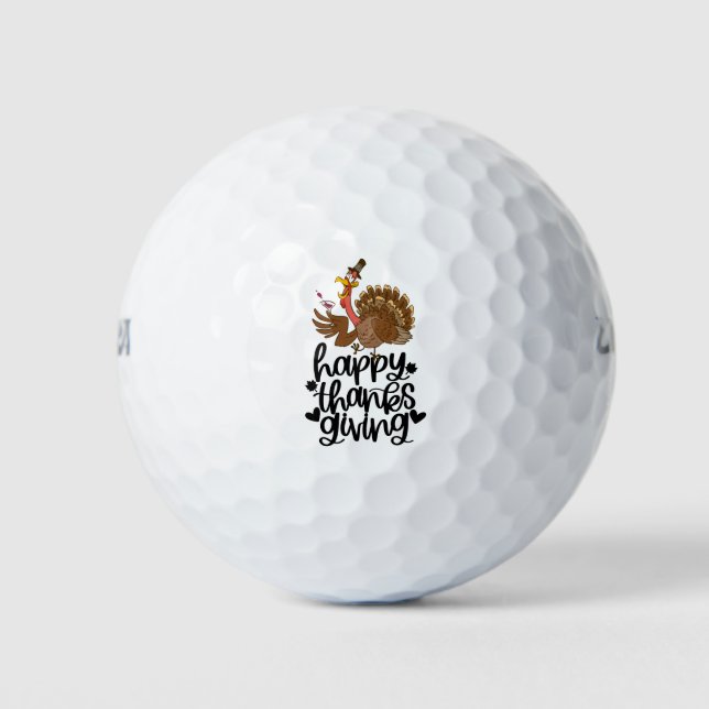 Erntedank für Golfer mit Niedlichem Truthahn Golfball (Vorderseite)