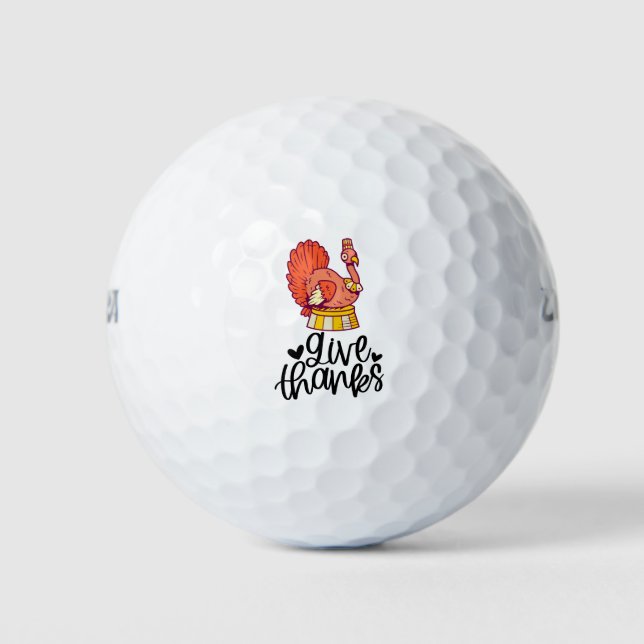 Erntedank für Golfer mit Truthahn Golfball (Vorderseite)