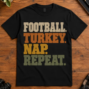 Erntedank-Fußball-Truthahn-Schlaf-Wiederholung Ret T-Shirt