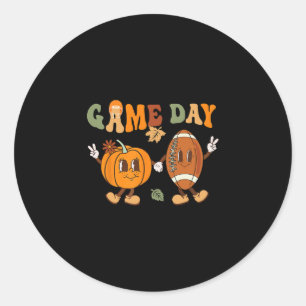 Erntedank Game Day Pumpkin Football Halloween F Runder Aufkleber