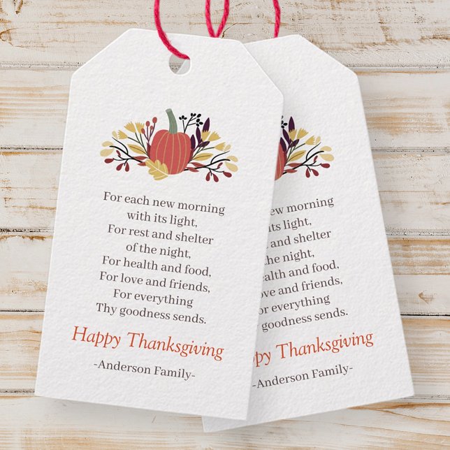 Erntedank Gedicht Country Rustic Pumpkin Bouquet Geschenkanhänger (Von Creator hochgeladen)