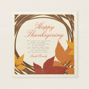 Erntedank Gedicht glücklich Thanksgiving Serviette