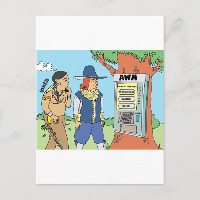 ERNTEDANK/Geldautomat/FINANZIELL/BANKER-Geschenke Feiertagspostkarte (Vorderseite)